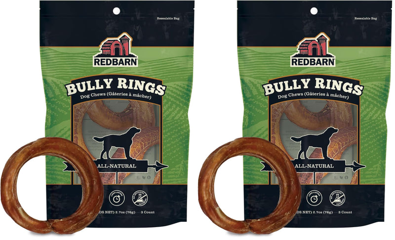 Redbarn Pet Products All-Natural 4" Bully Stick Rings for Dogs - Premium Grain-Free & Rawhide-Free Single Ingredient Long Lasting Low Odor Dental Treat for Chewers - 3 Count (Pack of 2) 3 Count (Pack of 2)