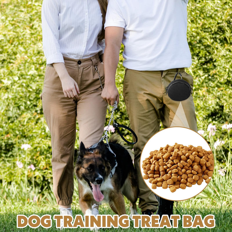 2 Pack Dog Treat Pouches, Small Portable Training Walking Treat Bag for Puppies with Clasp Reusable Pet Treat Container, Zipper Closure to Avoid Spilling, Travel or Outdoor Use(Black) Black - BeesActive Australia