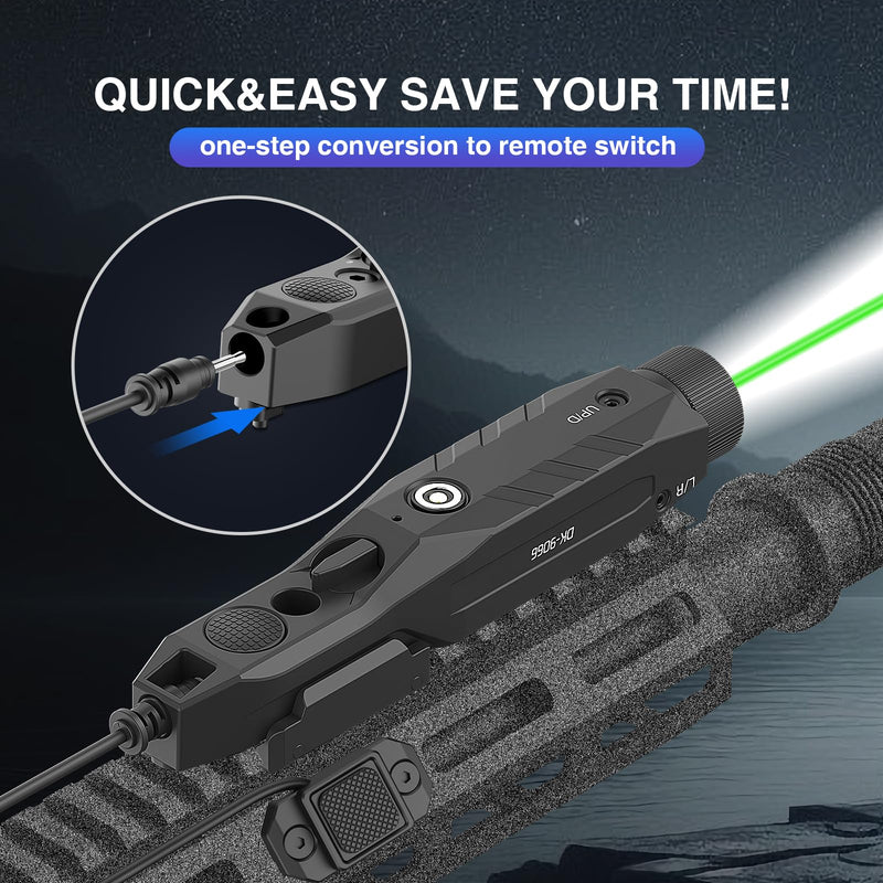 DARKFANG Mlok and Picatinny Flashlight and Laser Combo for Rifle, 1450 Lumen Weapon Light with Removeable Pressure Switch Green Laser Light Combo For Mlok/Picatinny