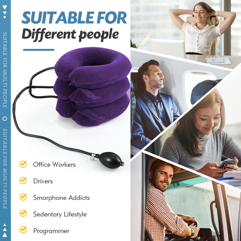 Neck Stretcher, Cervical Traction Device, Neck Traction Device, Neck Pain Relief, Adjustable Inflatable Neck Brace & Neck Stretcher Cervical Traction, Neck Decompression Home Use (Purple) Purple - BeesActive Australia