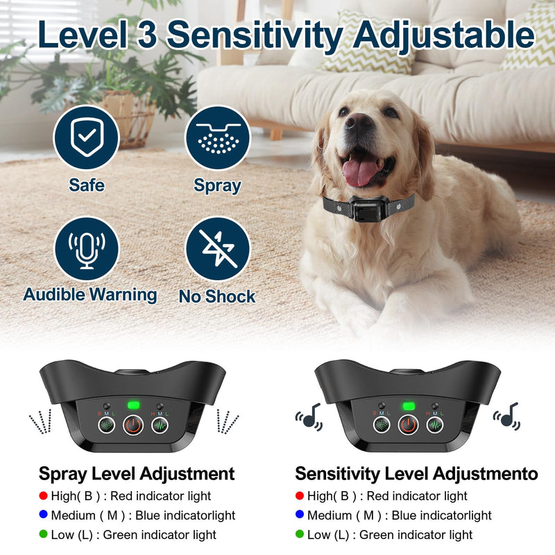 Citronella Bark Collar 2 Pack [No Citronella Refill] Citronella Dog Collar, Level 3 Sensitivity Adjustable Citronella Dog Bark Collar, Safer Anti Barking Control Spray Collar for L/M/S Dogs(2 Pack) Black-2 - BeesActive Australia