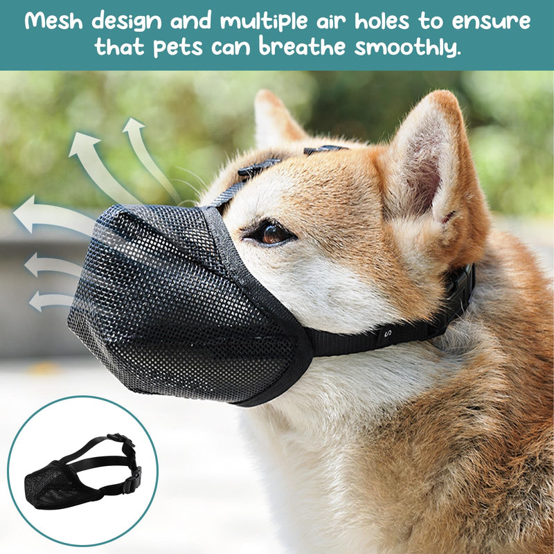 Breathable Mesh Muzzle, XS Muzzle for Pets, Soft Nylon Muzzle, Black Muzzle for Anti Biters, Muzzle with Adjustable Loop, Adjustable Muzzles for Puppies Outdoors - BeesActive Australia
