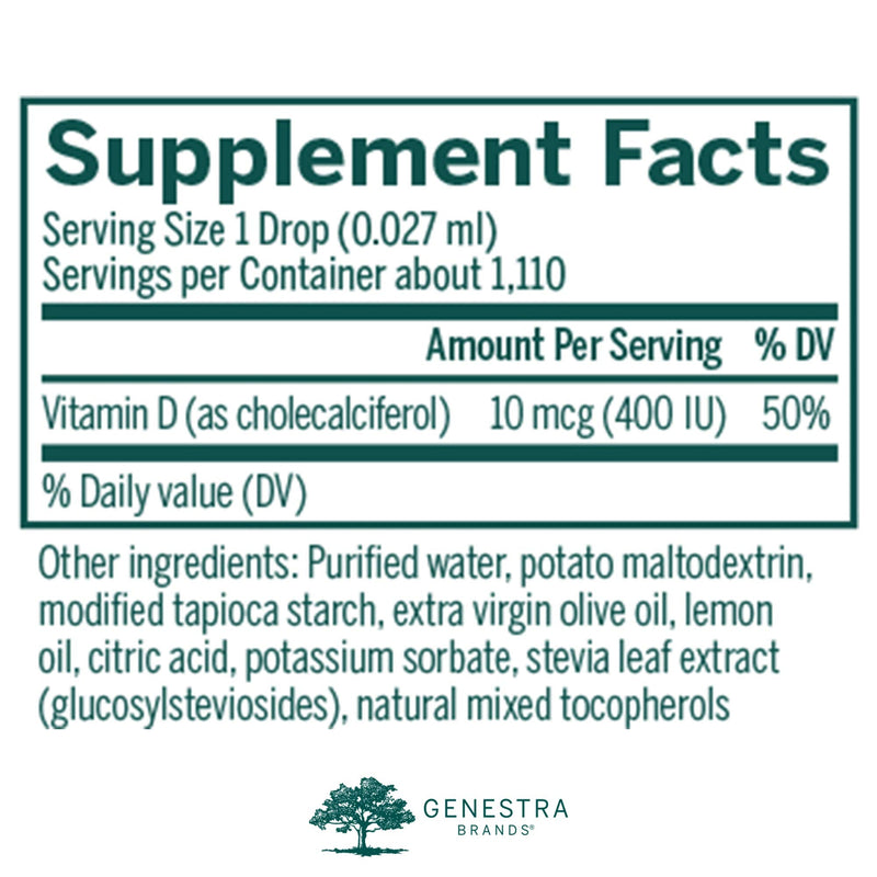 Genestra Brands D-Mulsion 400, Natural Lemon Flavor, 1,110 Servings | Liquid Vitamin D Supplement, Suports Musculoskeletal, Cardiovascular and Immune Health* Easy-to-Use Vitamin D Drops