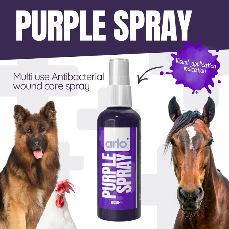 Purple Spray Wound Cleanser 100ML Gentian Violet Alternative Antibacterial Non Sting Animal First Aid for Horses Pets Livestock Poultry