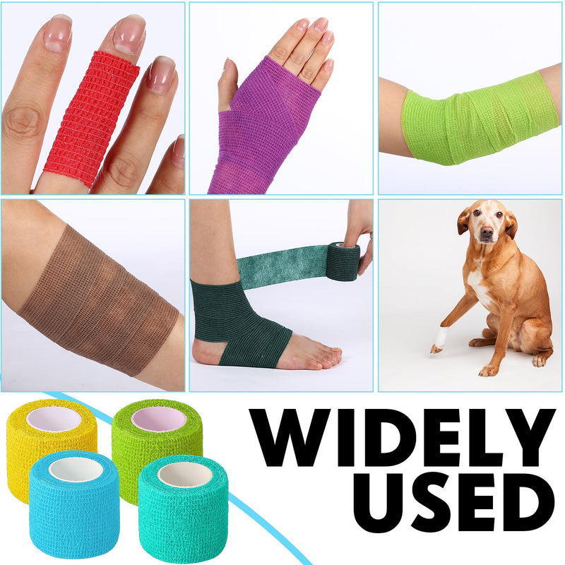 Treela 36 Pcs Self Adherent Bandage 2" X 5 Yard Wrap Breathable Cohesive Bandage Elastic Adhesive Tape for Stretch Athletic Sports Wrist Ankle(Colorful) Colorful - BeesActive Australia