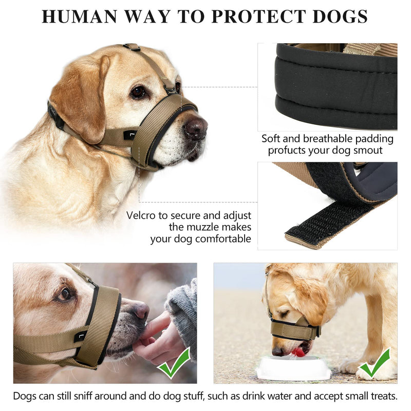 HEELE Dog Muzzle with Headband Soft Padded No Rubbing Dog Muzzle Adjustable Loop Dog Muzzle Anti Biting Chewing Muzzle for Large Dogs Brown XL XL (Pack of 1) - BeesActive Australia
