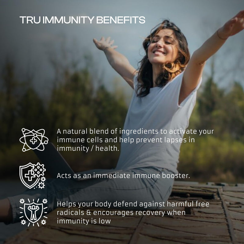 Tru Immunity Dietary Supplement with Elderberry, Propolis, Echinacea, Vitamin C & Beta Glucans – Daily Wellness Capsules for Adults (60 Count)