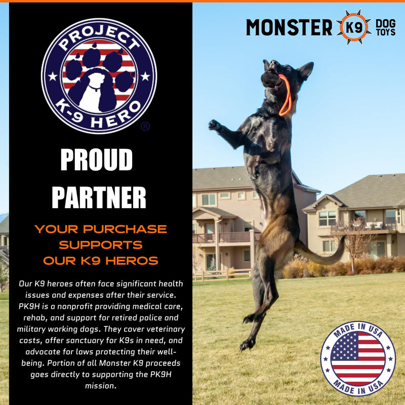 Monster K9 Ultra Durable Rumble Rope Ball - XL Dog Ball - Lifetime Replacement - Medium & Large Breeds - Aggressive Chewers - Chew, Tug, & Fetch Dog Toy - Made in USA - Reward Toy Used by K9's - 4.5" - BeesActive Australia