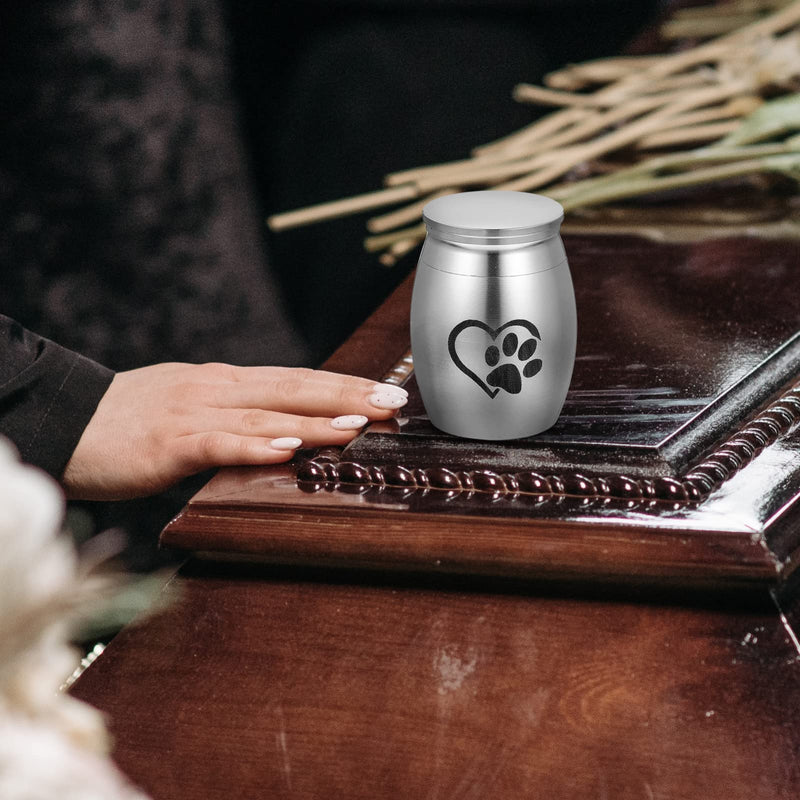 Zerodeko Small Cremation Pet Urn for Dogs Ashes Pet Urn for Dogs Ashes Small Mini Pet Paw Keepsake Urn Stainless Steel Memorial Keepsake for Dogs Cats Silver - BeesActive Australia