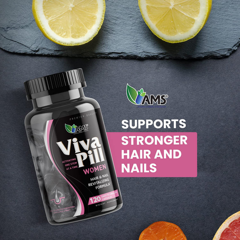 America Medic & Science VivaPill for Women (120 Capsules) Vitamins for Hair, Skin and Nails | Revitalizing Formula Pills with Biotin, Dietary Supplement for Hair Growth with Collagen and Keratin 1 Count (Pack of 120)