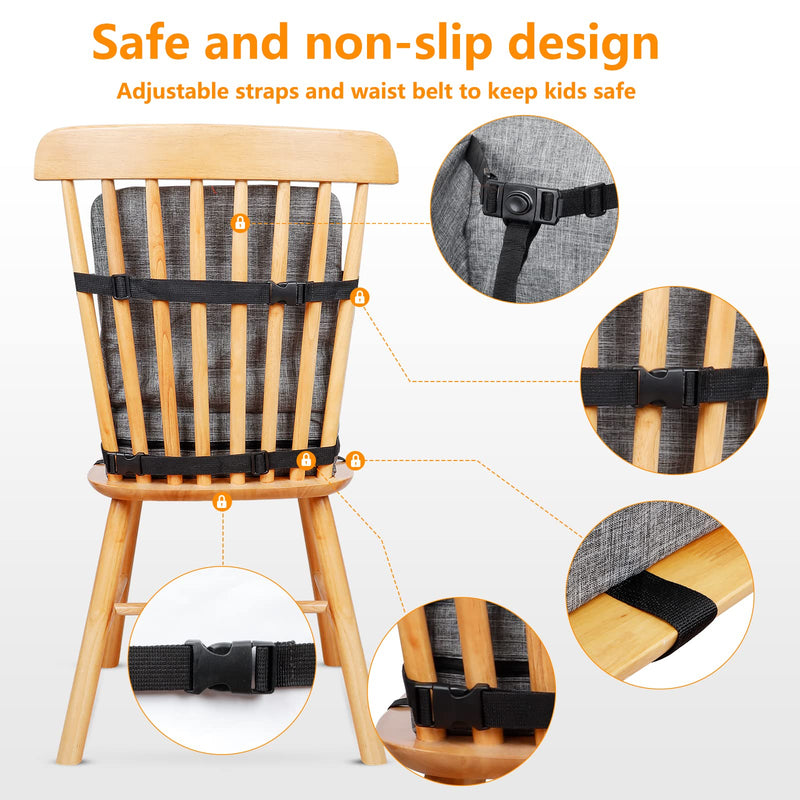 Toddler Booster Seat for Dining Table, Booster Seat for Table, 12.6x3.34 Inch Portable High Chair for Travel, HOSEASCA Compact Lightweight Travel Booster Seat with Adjustable Straps for Baby(Grey) Grey - BeesActive Australia