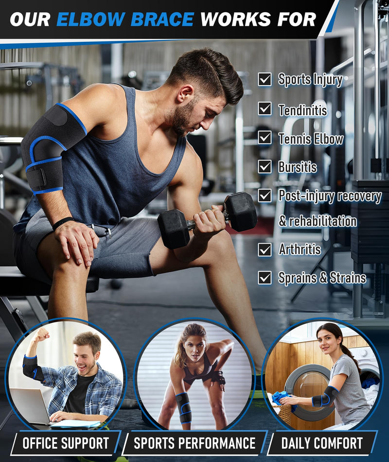 Elbow Brace for Tennis Elbow & Tendonitis- Adjustable Compression Sleeve Strap for Sports Injury, Bursitis, Arthritis Pain Relief, Elbow Support for Men & Women - BeesActive Australia