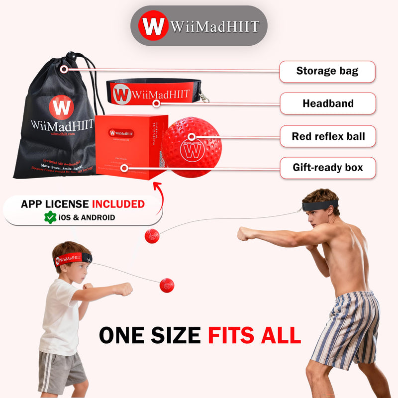 Boxing Reflex Ball with Punch Counter App, Fun Punch Game with Headband, Hand Eye Coordination Training | Boxing Equipment, Fitness Gift Ideas for Teen Boys and Anyone into MMA Training Red - BeesActive Australia