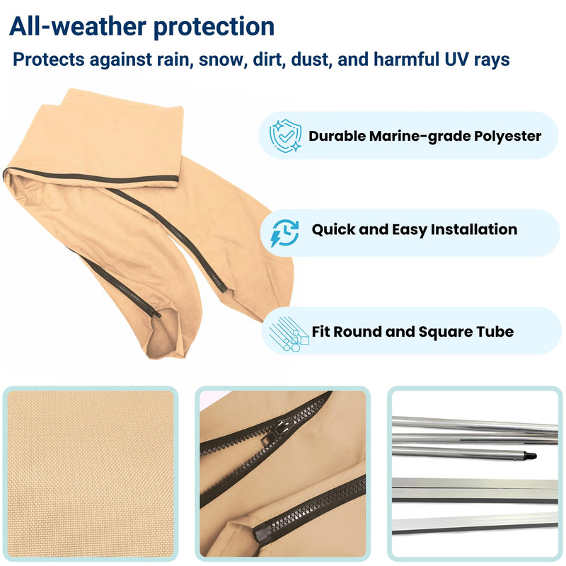Savvycraft Bimini Top Storage Boot 97"-103" Width Beige Color, Waterproof UV Protection Bimini Top Replacement Boot, Fit Round and Square Tube 97"-103" W - BeesActive Australia