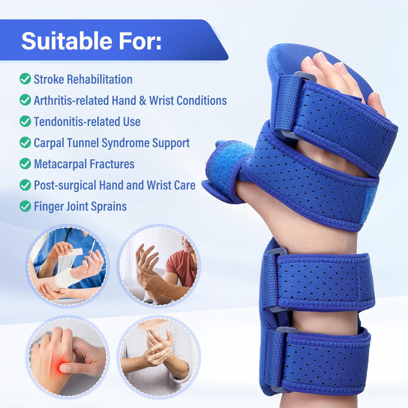 TYYIHUA Resting Hand Splint, Stroke Hand Therapy Equipment, Hand Brace with Finger Support for Stroke Recovery Patients, Carpal Tunnel Syndrome, Arthritis, Tendinitis, Metacarpal Breaks Right