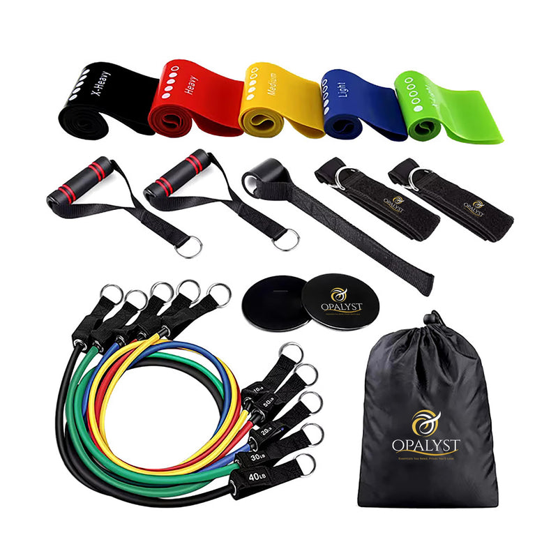 11pcs Resistance Band Set for Home Gym – Heavy Duty Exercise Tube Bands with Handles, Door Anchor & Ankle Straps – Full Body Workout Equipment for Strength Training, Yoga, Pilates, Physical Therapy