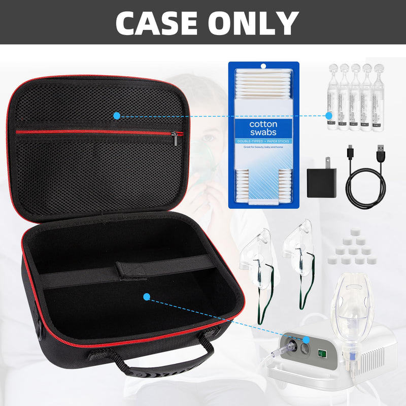 Nebulizer Bag for Smart Nebulizer,Portable Hard Case,Desktop Inhaler Nebulizer for Home Travel Use, Medicine Storage Bag for Inhaler Spacer, Masks, Asthma Accessories for Kids and Adults,Red - BeesActive Australia
