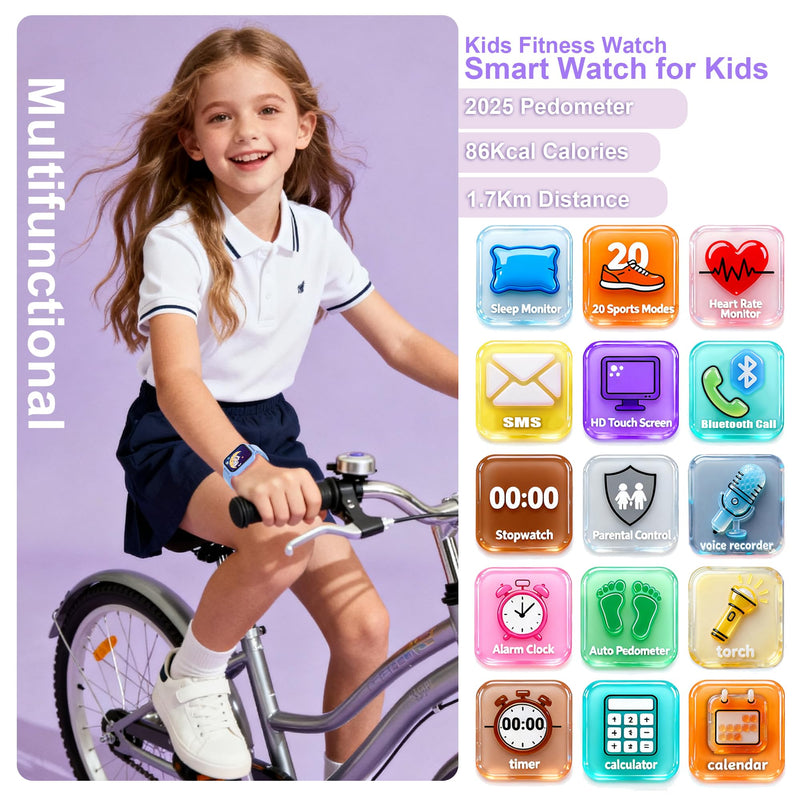 20+ Sports Modes Kids Smart Watch for Boys Girls, IP68 Kid Watch with Bluetooth Call, Kids Fitness Tracker with APP, Heart Rate Sleep, Pedometer, Class Mode, Alarm, 14 Games, Teens Festival Party Gift Blue - BeesActive Australia