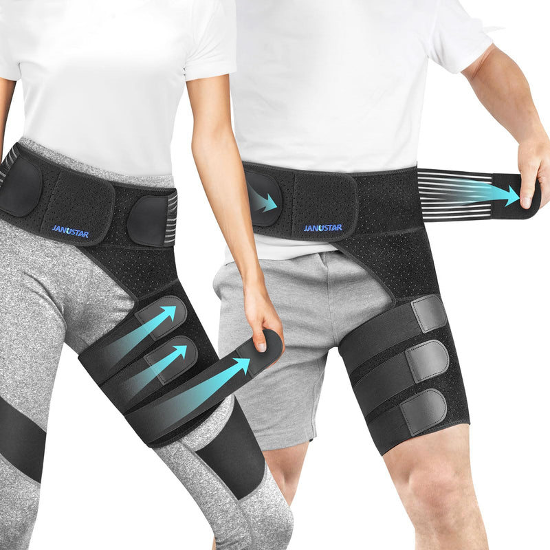 Sciatica Pain Relief Devices, Hip Brace for Women Men, Thigh, Groin, Hamstring Compression Sleeve RIGHT LEG One Size