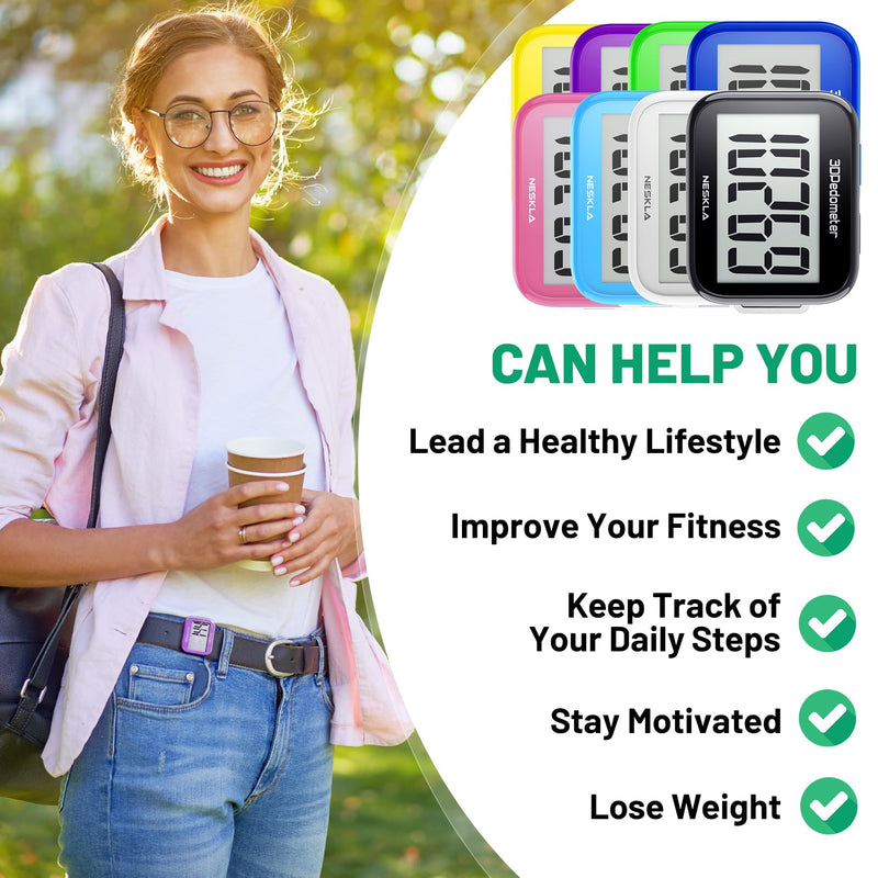 3D Pedometer for Walking, Simple Step Counter with Large Digital Display, Step Tracker with Removable Clip Lanyard, Accurately Track Steps for Men Women Kids Adults Seniors - BeesActive Australia