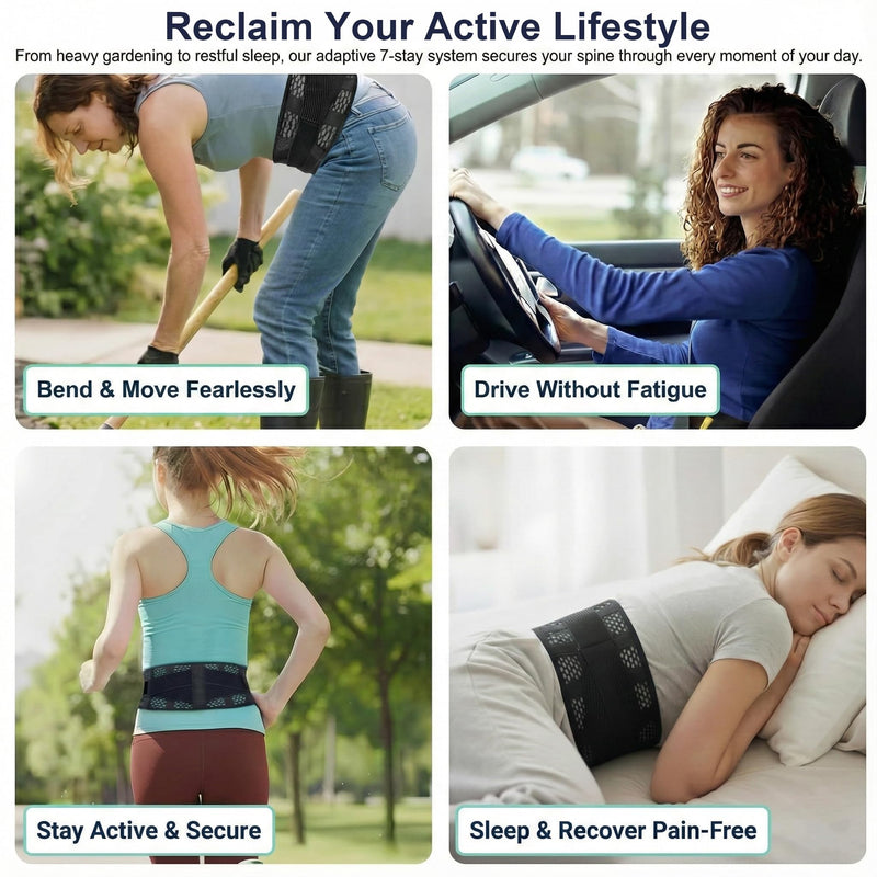 Breathable Thin Back Brace for Women, Adjustable Lower Back Support Belt for Everyday Pain Relief, Slim Low-Profile Lumbar Brace with Gentle Compression, Comfortable Under Clothes S/M(27.5"-33.5") - BeesActive Australia