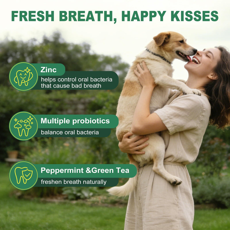 Dog Dental Powder for Teeth Cleaning - Dog Dental Care, Plaque & Tartar Remover for Teeth, Oral and Gum Health Support for All Ages Dogs & Cats, Mint Flavor