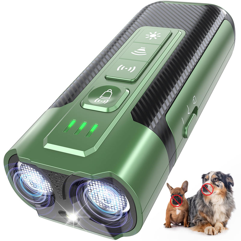 Dog Bark Deterrent Devices-Ultrasonic Anti Barking Device with 50ft Range, Rechargeable No Barking for Own or Neighbor's Dogs, Portable Safe for Pets/Humans, Green