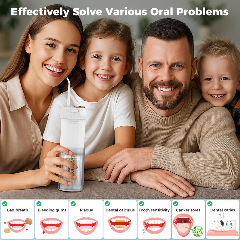 LINKEVAP Portable Water Flosser for Teeth Cleaner Pick, Battery Powered Oral Irrigator for Teeth Cleaning,Daily Dental Care for Home and Travel,180 ML Telescopic Water Tank(Pearl White) Pearl White