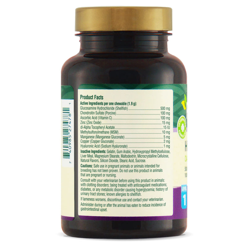 PetNC Natural Care Level-1 Hip & Joint Health Supplement for Younger Dogs,60 Chewable Tablets, 500mg Glucosamine, 100mg Chondroitin, 10mg MSM & 1mg Hyaluronic Acid, Vitamin C & Manganese, Liver Flavor Level 1