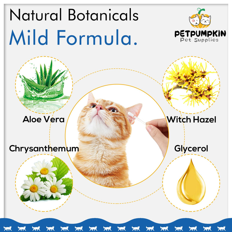 PetPumpkin Gentle & Effective 2-in-1 Pet Ear Cleaning Swabs Solution - Ear Cleaning for Cats & Dogs - Daily Care Removes Wax, Dirt & Odor- 50PCS 50 - BeesActive Australia