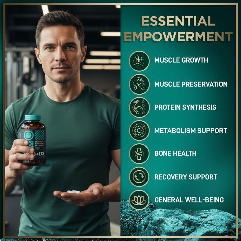 WILD FUEL 3,000mg HMB Supplement Plus Vitamin D3 - Muscle Growth, Strength, Fast Workout Recovery HMB Supplements for Men and Women - Calcium Beta-Hydroxy Beta-Methylbutyrate - 180 Capsules 180 Count (Pack of 1)