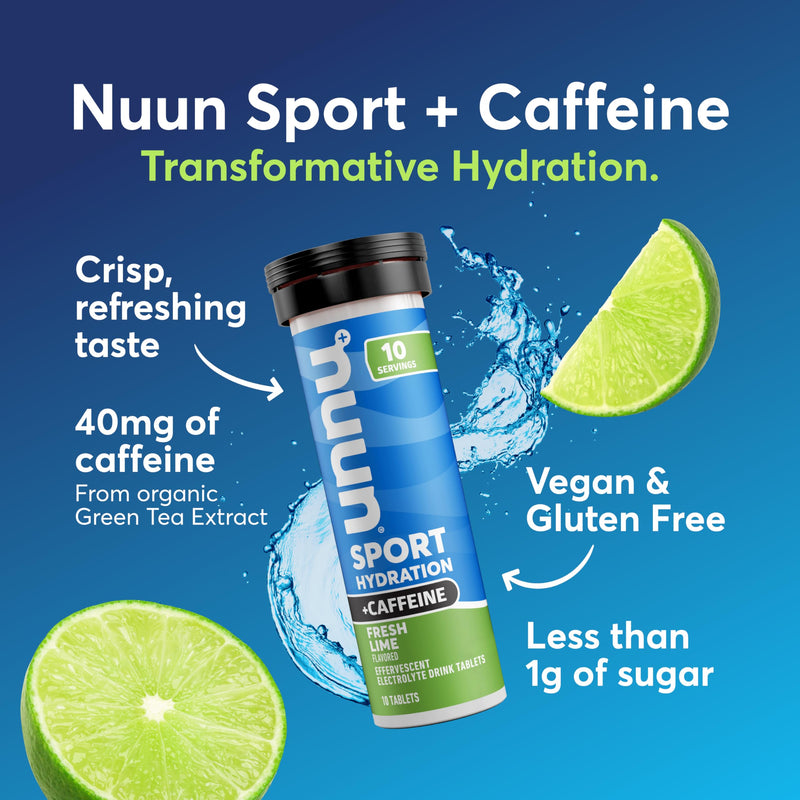 Nuun Sport + Caffeine Electrolyte Tablets Variety Pack, Non-GMO, 6 Pack | Dissolvable in Water, 60 Servings with 5 Essential Electrolytes for Hydration, 1g Sugar Drink Mix, Vegan, Non-GMO 60 Count (Pack of 1)