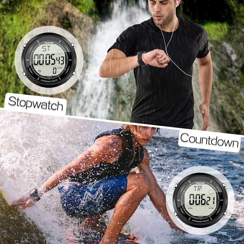 Swimming and Diving Wristwatch 10 ATM Waterproof Sports Watchwith Multiple Functions of Alarm Clock, Stopwatch, Countdown, Dual Time, 12 and 24 Hour Format Switchable, Silicone Band