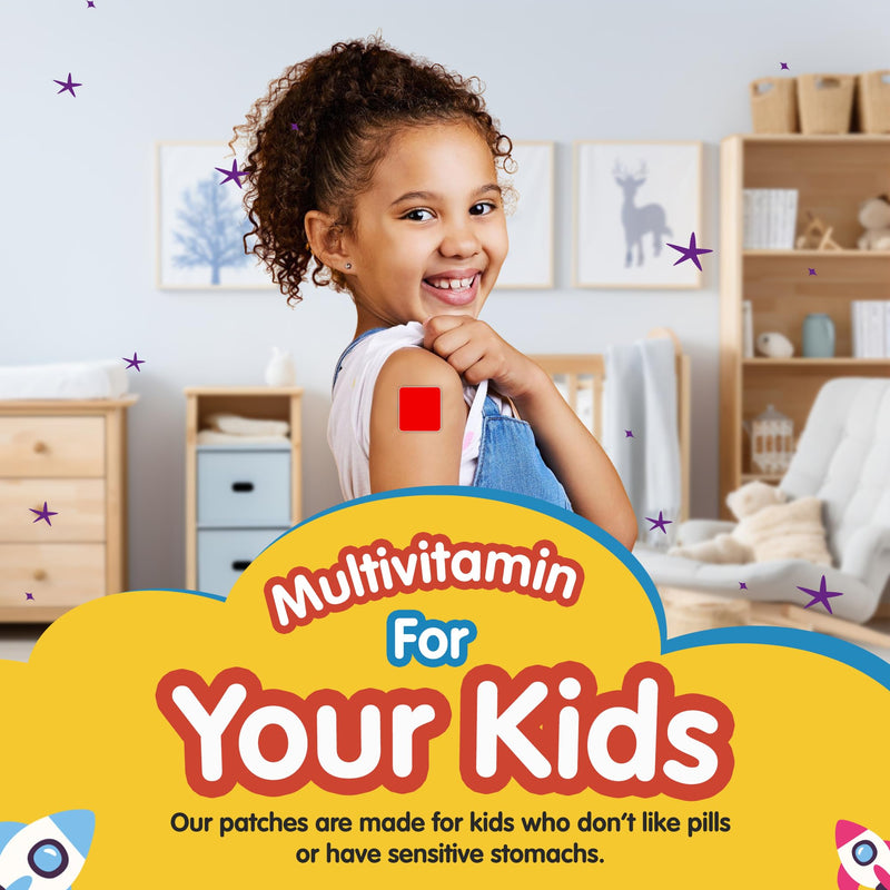 Kids Multivitamin Patches Daily Vitamin Patch for Children Natural, Sugar-Free No Swallowing Immune & Growth Support