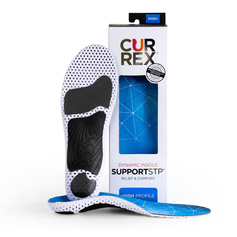 CURREX SupportSTP – Arch Support Insole w/Superior Cushioning & Airflow, Heavy Duty Shell for Less Fatigue – Comfort, Athletic, Casual and Work Shoe Inserts, Men & Women – High Arch, Medium M (Mens 7-8.5 / Womens 8.5-10) High Arch - Blue
