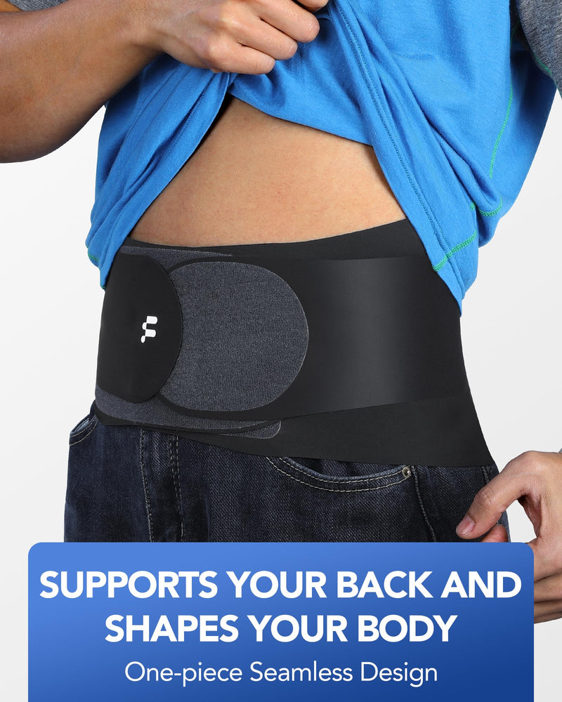 0.5mm Ultra Thin Back Brace with 3D Lumbar Pad, Seamless Yoga Fabric, Lightweight Back Brace for Women Men, Lower Back Pain, Sciatica, Posture, Back Support for Wearing Under Clothes, FSA Eligible L Black - BeesActive Australia