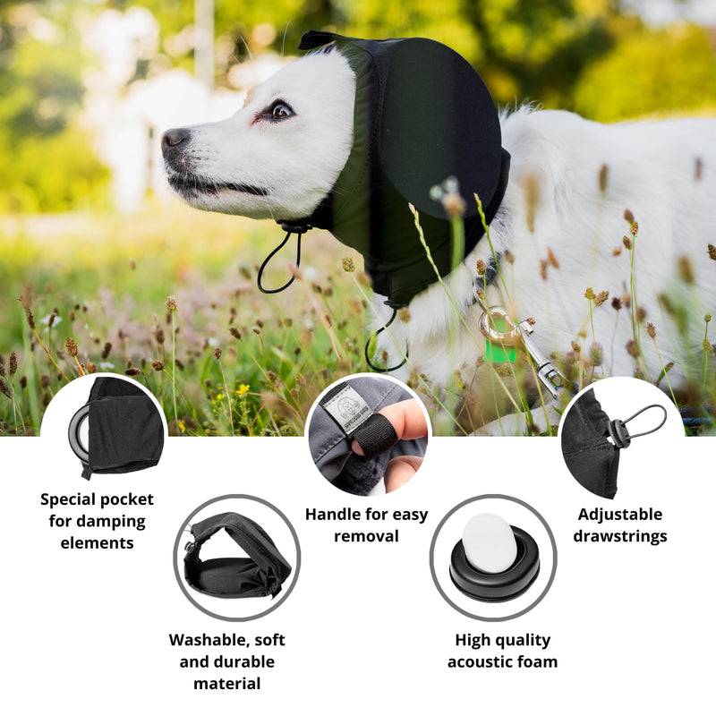 Dog Noise Cancelling Ear Muffs - Hearing Protection Headphones for Fireworks, Thunder & Loud Noises - Comfort Fit All Breeds - Washable Sound Absorbing Inserts (Blue, Medium) blue M