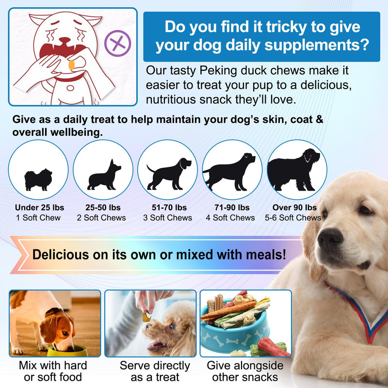 Itch and Immune Chews for Dogs, Pet Allergy Relief Immunity Treats, Dog Itchy Skin Relief & Coat Healthier Supplement, Stop Pawlicking, Anti Itch For All Breeds and Sizes - Peking Duck Flavor, 30pcs