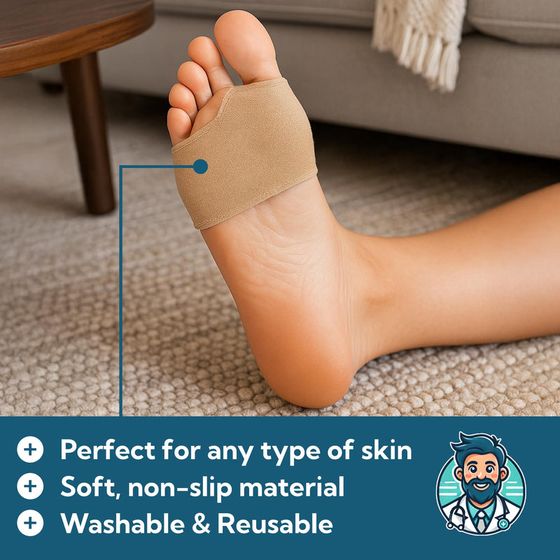 Dr. J's One Step Shop Pressure Relief Pads - Podiatrist Recommended Padded Ball of Foot Sleeve - 8 Pack Low Profile Soft Gel Cushions for Corns, Calluses, Metatarsalgia Pain Relief and more (Medium) Medium