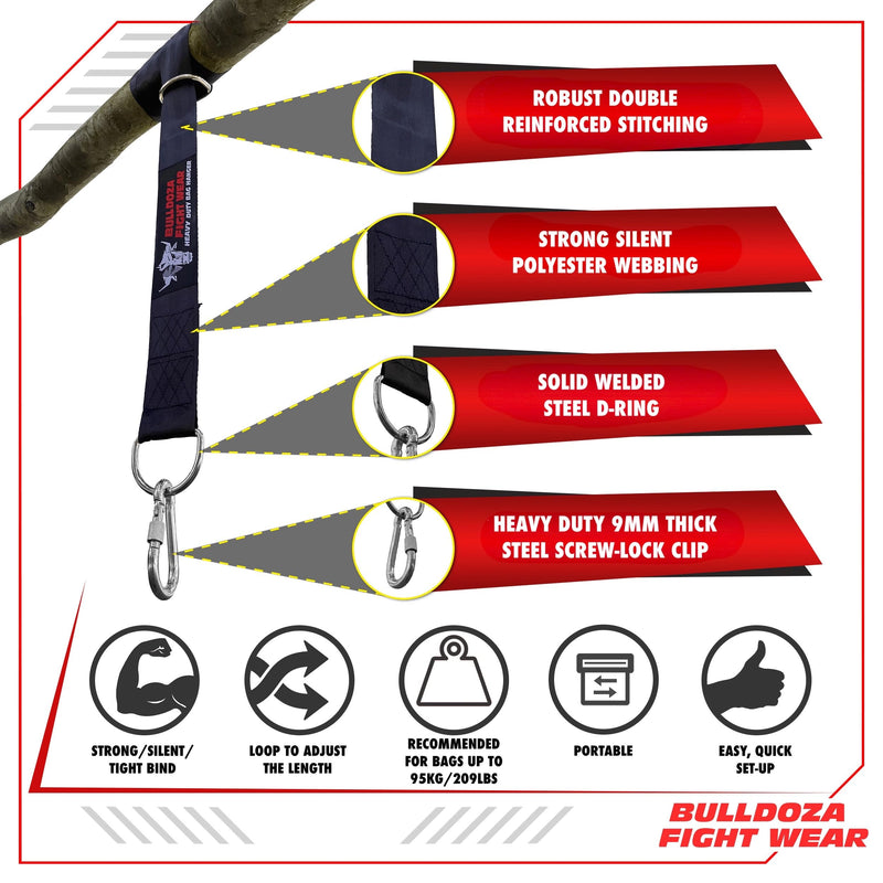 Bull Doza Fight Wear Punch Bag Hanging Strap – Silent, Strong, Non-Slip – Available in 3 Sizes 5ft (152cm)