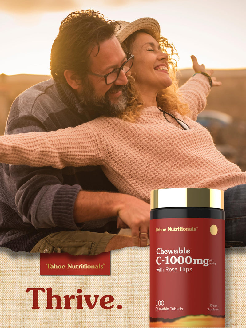 Carlyle Vitamin C Chewables | 1000mg | 100 Tablets | Natural Orange Flavor | Vegetarian, Non-GMO & Gluten Free Supplement | Tahoe Nutritionals