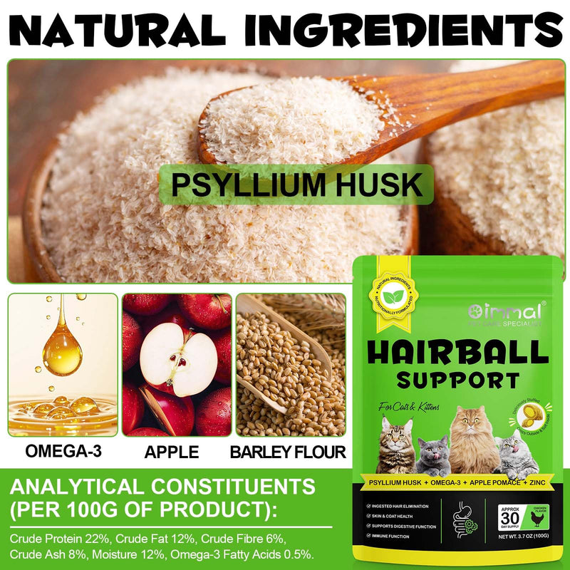 Hairball Treatment for Cats, Cat Treats Hairball Remedy Crunchy & Creamy Chews Supports Skin & Coat, Vitamins for Digestion, Chicken (30-Day Supply) 1PCS