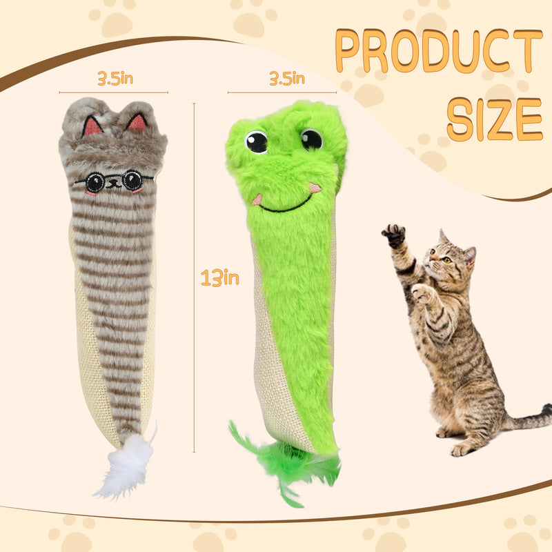 Cat Kicker Toy for Indoor Cats,Catnip Toys Natural Sisal Kicker Toy, Interactive Cat Chew Toys for All Breed Sizes, 2 Pcs Cat Scratcher Toy with Crinkle Paper Inside for Cats Kitten - BeesActive Australia