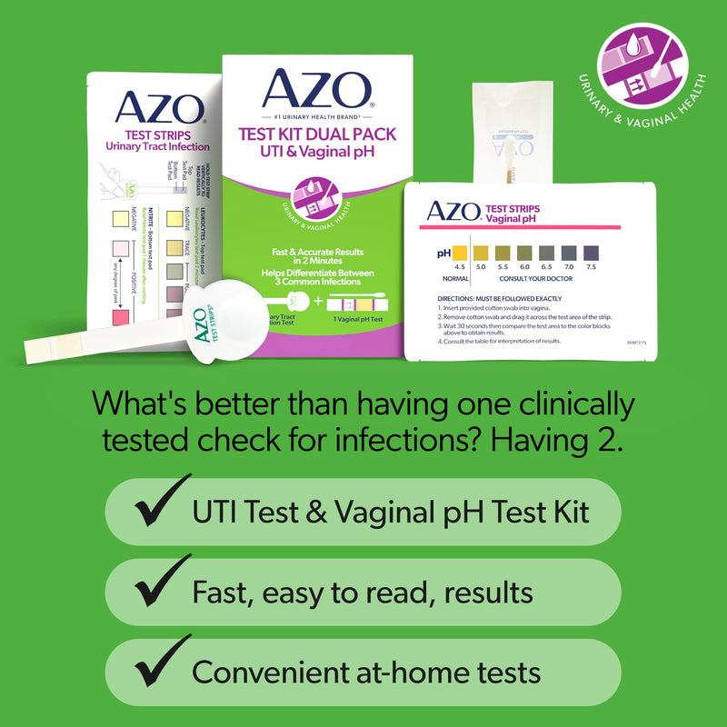 AZO Urinary Tract Infection (UTI) Test Strip + Vaginal pH Test Kit, Fast & Accurate Results, from The #1 Most Trusted Brand, FSA/HSA Eligible Pack of 1 - BeesActive Australia