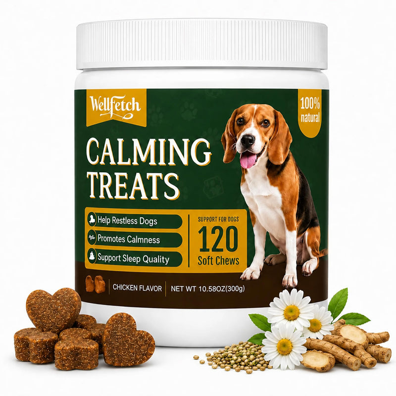 Dog Calming Treats for Anxiety & Stress Relief, Promotes Relaxation, Hemp Calming Chews for Dogs with Chamomile, Melatonin, Valerian Root & L-Tryptophan – Helps with Barking, Hyperactivity, Thunder