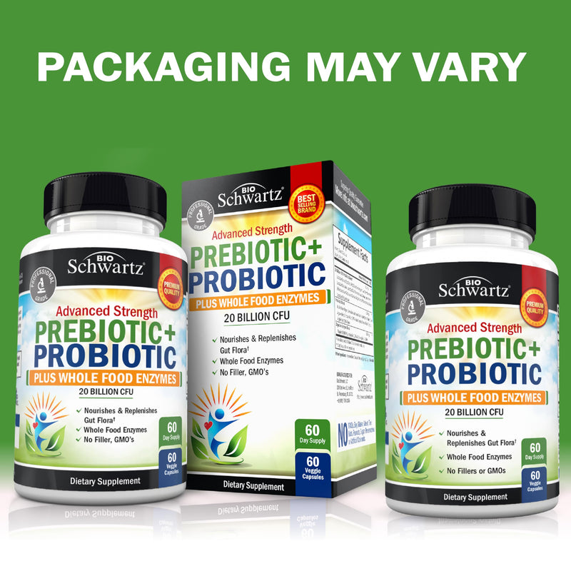 Advanced Prebiotics & Probiotics for Women & Men, 60 Capsules | Digestive Enzymes, L. Reuteri, Inulin Fiber for Immune, Digestive and Gut Health Support - Non-GMO, Gluten-Free, Dairy-Free 60 Count (Pack of 1)