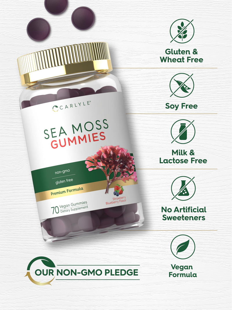 Carlyle Sea Moss Gummies | 70 Count | for Men and Women | Strawberry Blueberry Flavor | Vegan, Non-GMO & Gluten Free Supplement