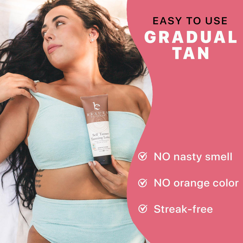 Beauty by Earth Self Tanner - USA Made with Natural & Organic Ingredients, Moisturizing Self Tanning Lotion with Aloe Vera & Coconut for a Natural Glow, Streak-Free Fake Tan, Medium to Dark 7.5 Fl Oz (Pack of 1) - BeesActive Australia