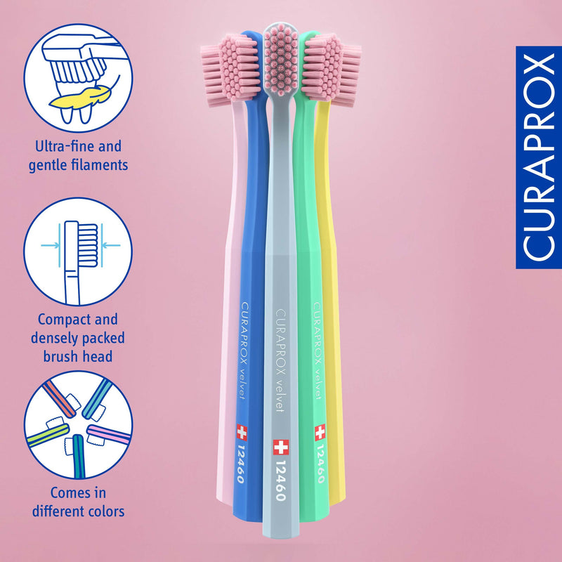 Curaprox CS 12460 Velvet Soft Toothbrush ‚Äì Sensitive Gum Care | Ultra-Gentle Cleaning with 12,460 Filaments | Single Pack, Random Color - BeesActive Australia