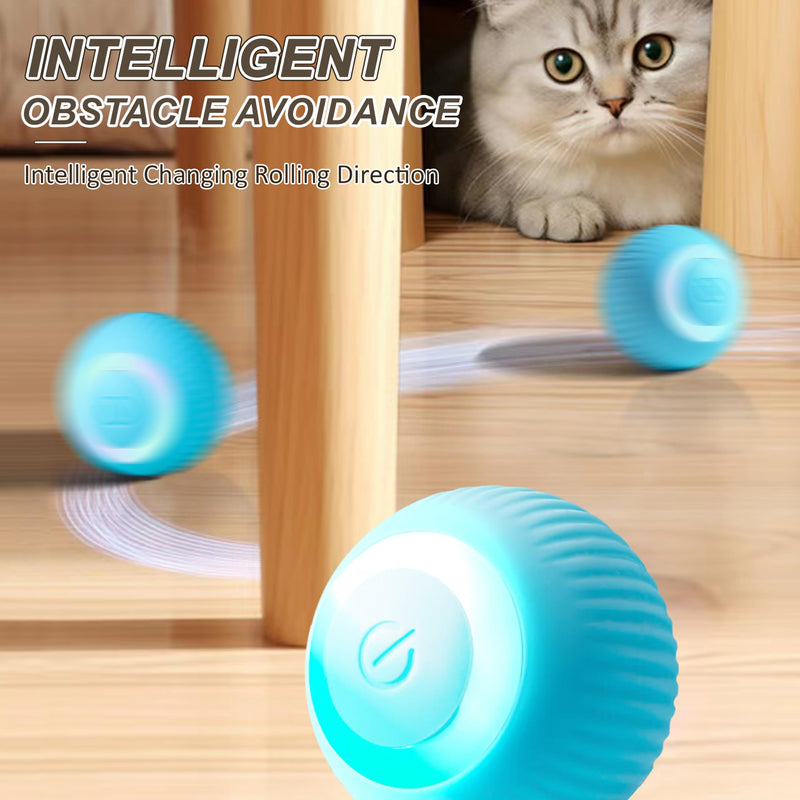 Interactive Cat Ball Toy, Intelligent Cat Toys with LED Lights, Automatic Moving Rolling Ball for Indoor Cats, Cat Automatic Toy Blue - BeesActive Australia